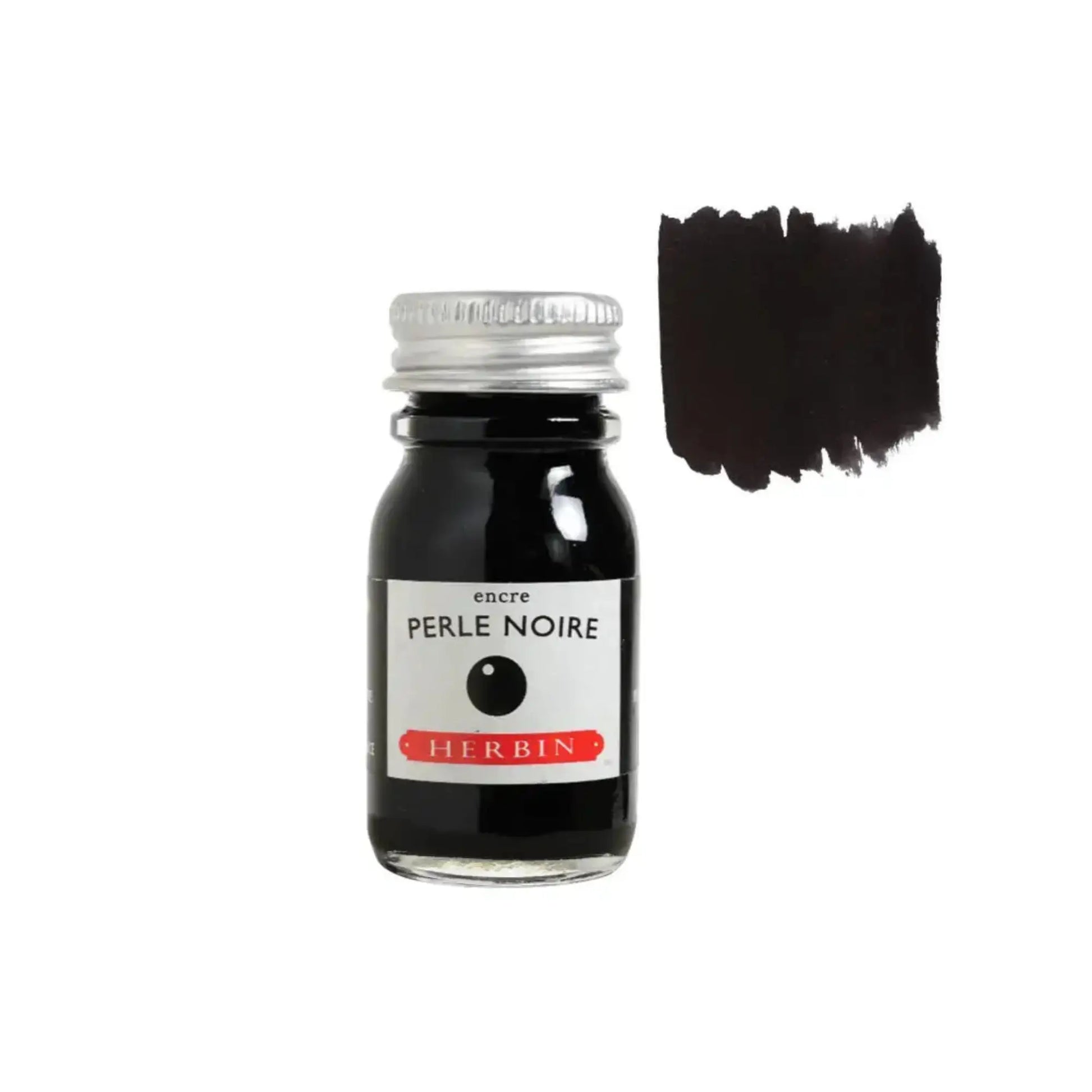 herbin perle noire black pearl fountain pen ink 10 ml bottle with swatch