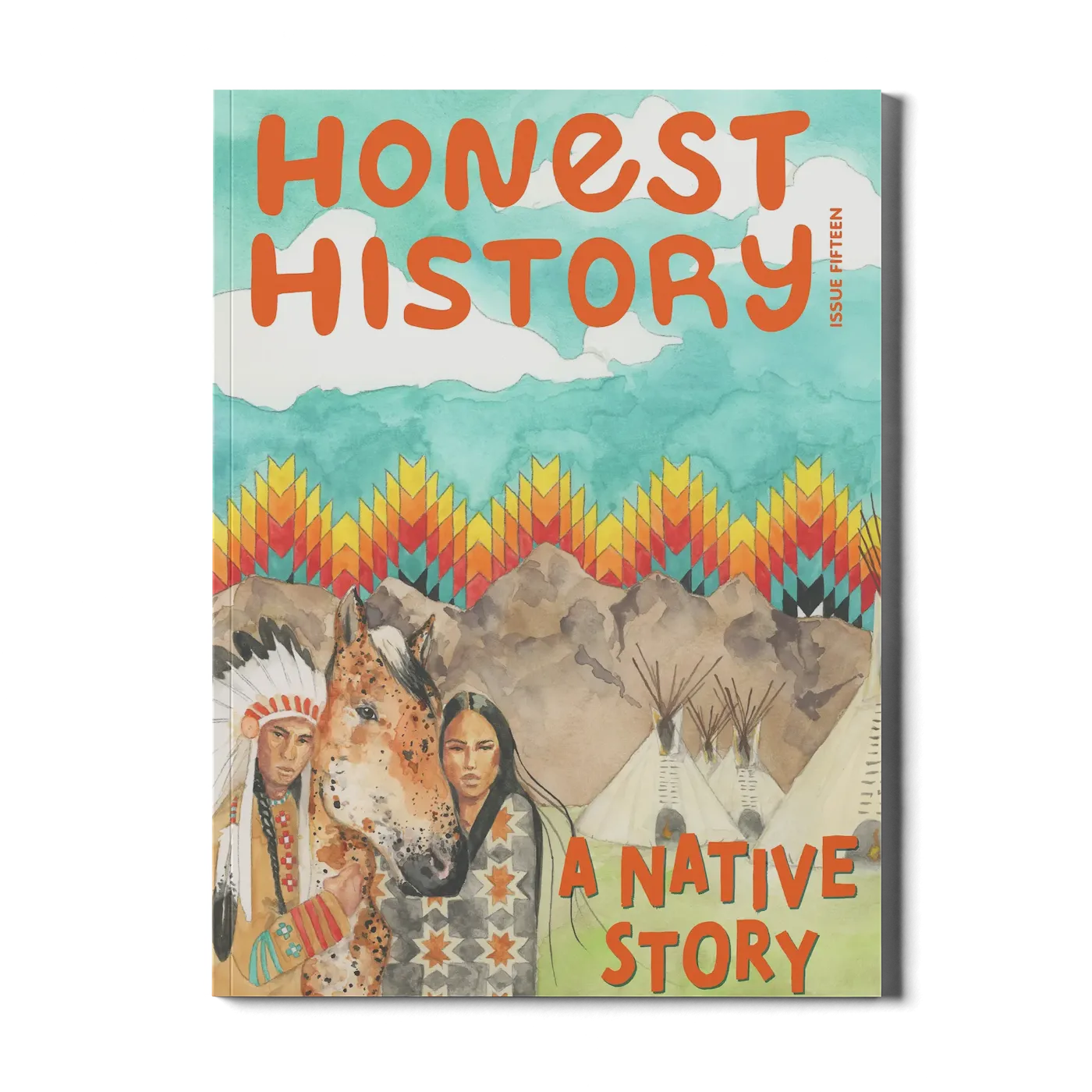 Children’s history magazine cover showing Plains Native figures with horse and teepees representing American Indian history and culture