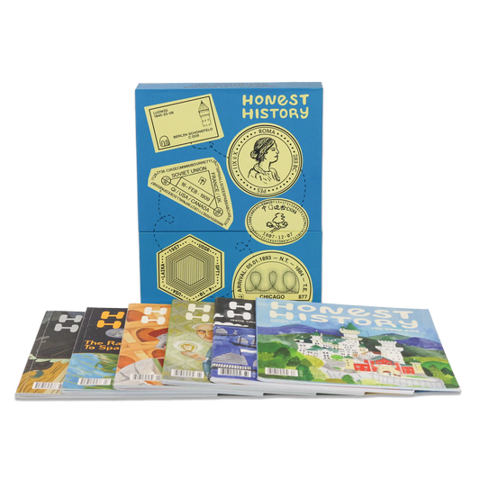 Children’s history magazine bundle showing six Honest History issues laid out together in a collection set