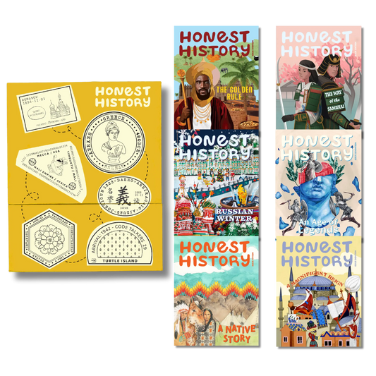 Children’s history magazine bundle showing issues 13 to 18 with storage box and magazines displayed together