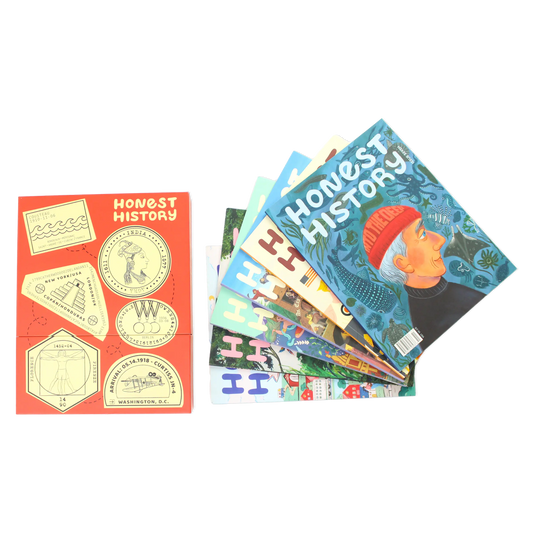 Children’s history magazine bundle showing issues 7 to 12 with storage box and magazines displayed together