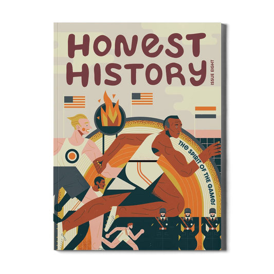 Children’s history magazine cover showing Olympic athletes, torch, and international flags representing the Olympic Games