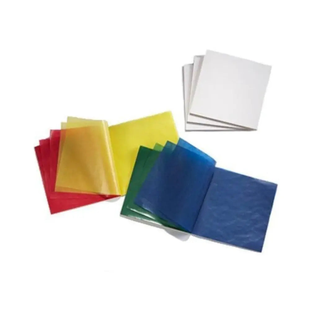 Set of holiday paper booklets in 5 colors on a white background