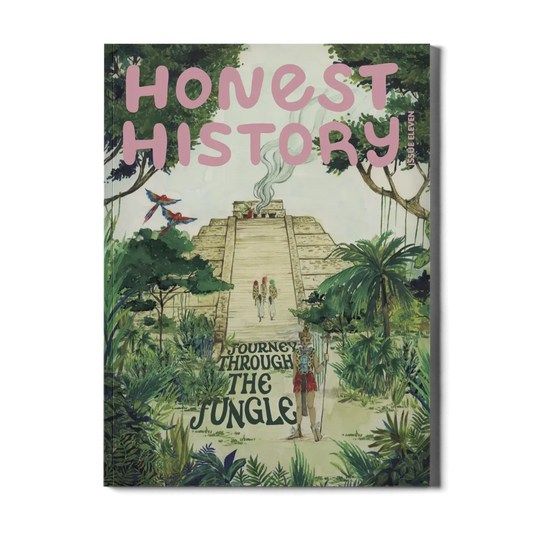 Book cover of 'Honest History: Journey Through The Jungle' with illustrations of people in a jungle setting.