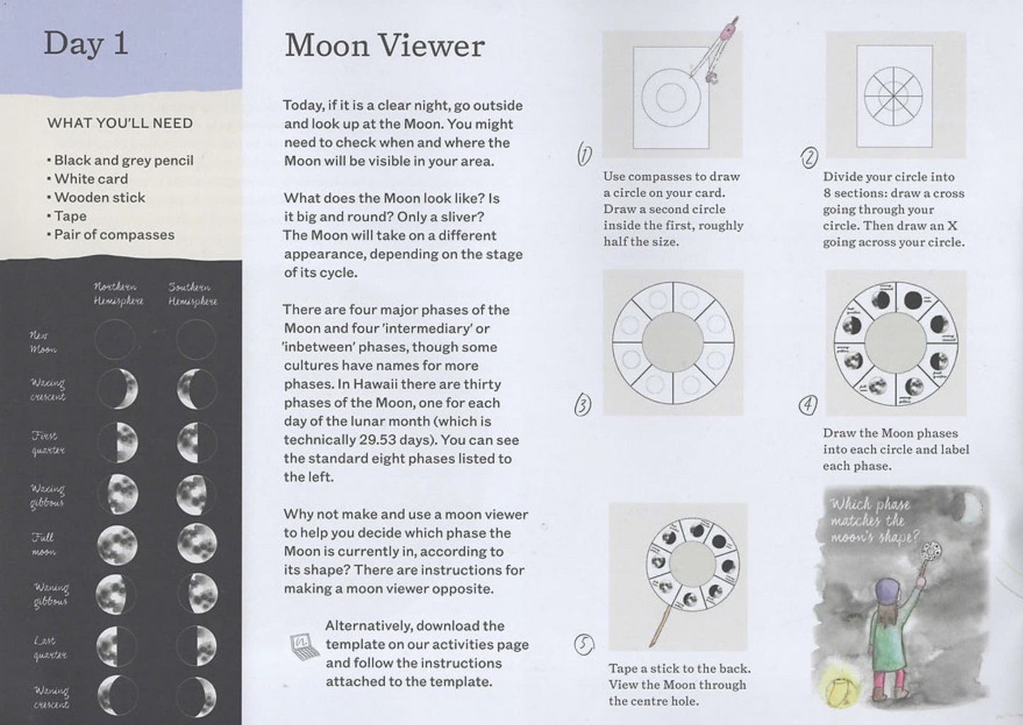 How to Make a Moon Viewer Instructions page from A Year and a Day Moon Issue