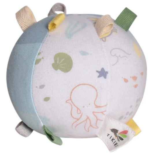 Organic, Baby Activity Ball with Tabs and Rattle, Ocean Themed