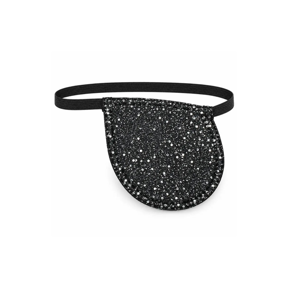 Pirate eye patch for kids in black glitter fabric with elastic strap