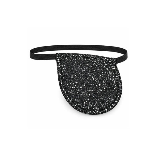 Pirate eye patch for kids in black glitter fabric with elastic strap