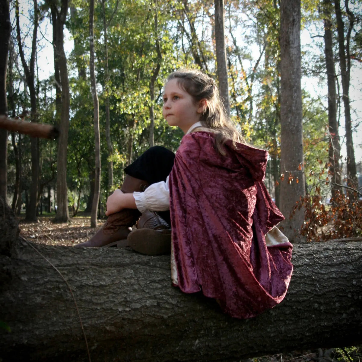 Kids’ Reversible Hooded Cape | Velour Dress-Up Cloak.