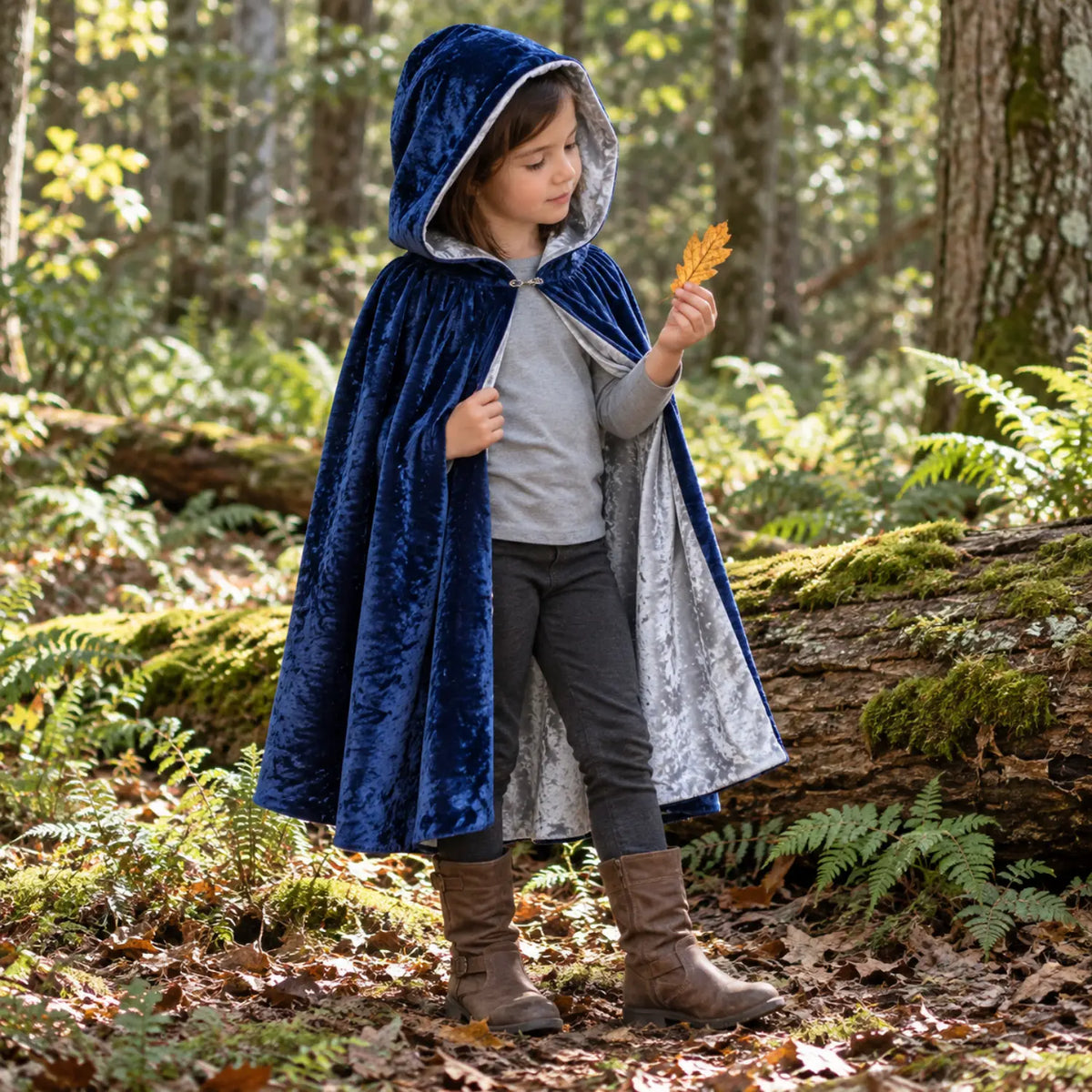 Kids’ Reversible Hooded Cape | Velour Dress-Up Cloak.