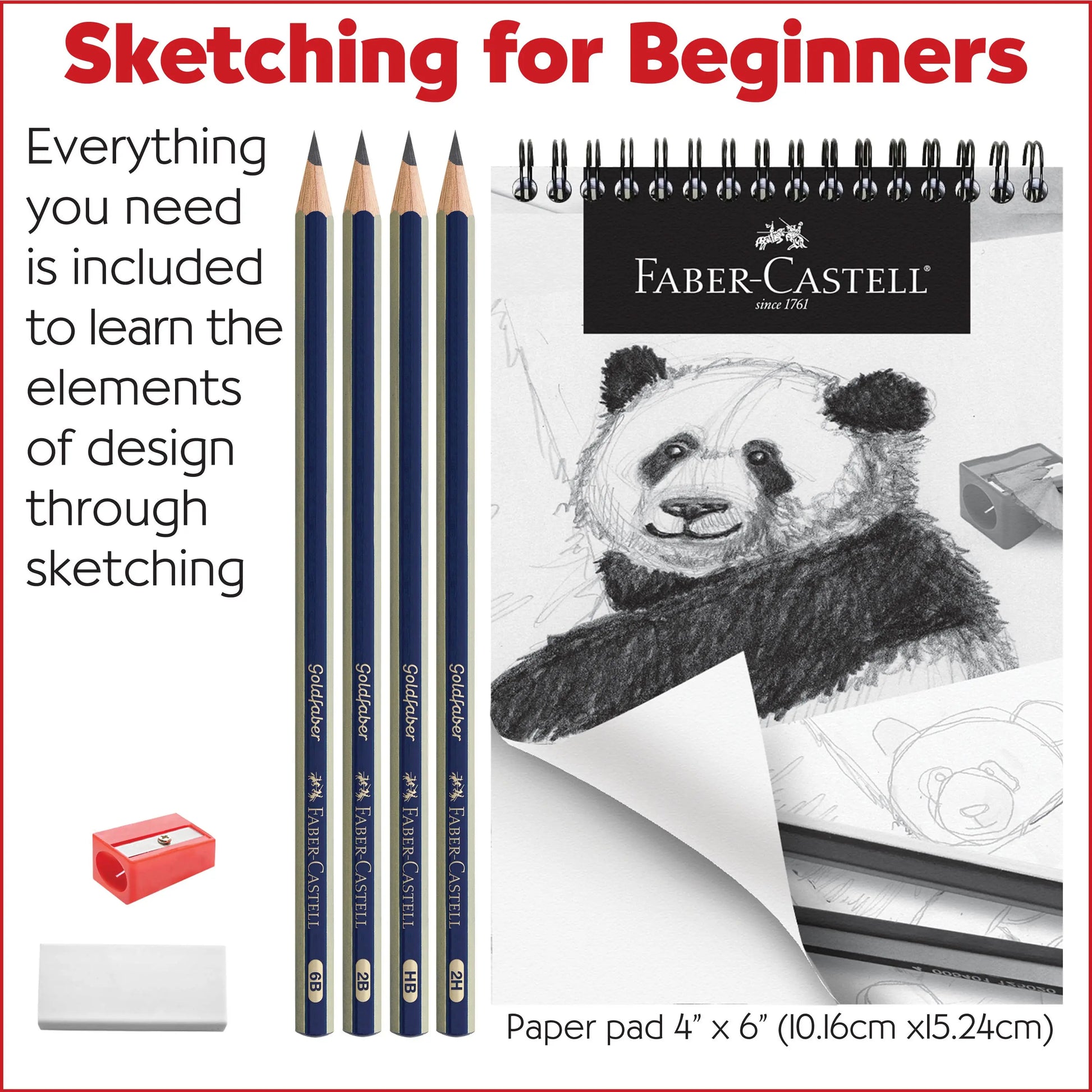 kids sketching set with graphite pencils sketchbook and drawing tools