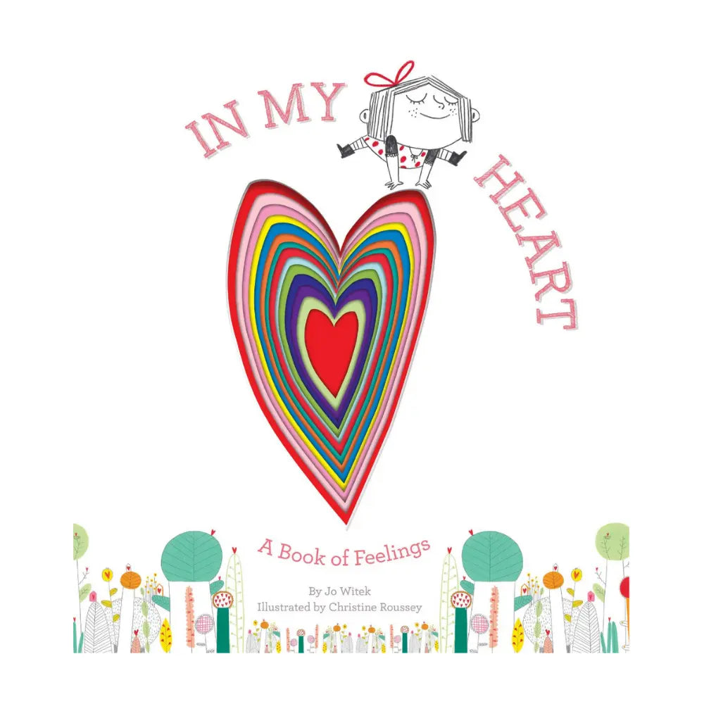 book cover n My Heart with a colorful heart cutout and pen drawing of a child.