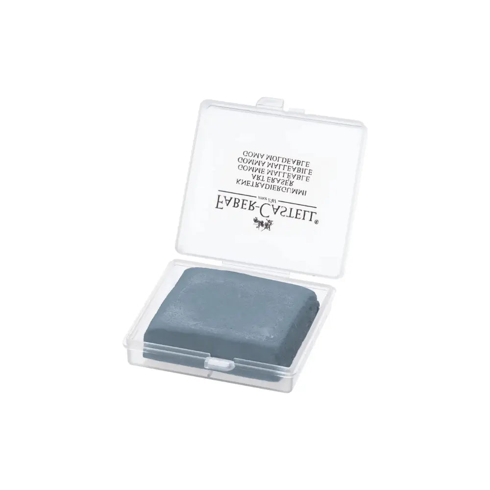 Kneaded eraser inside open case for blending and lifting graphite and charcoal
