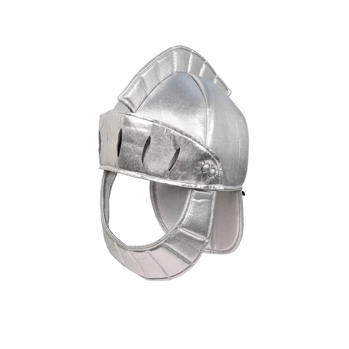 Front view of the Souza Ramon Knight Helmet for kids with silver crest and face visor