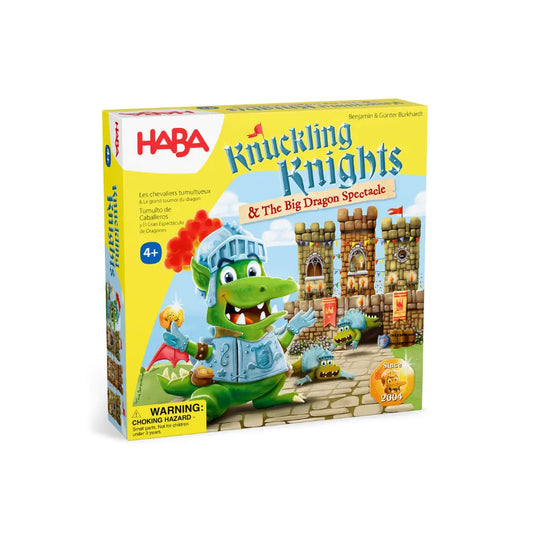 Front of Knuckling Knights Dragon Spectacle Edition castle board game box by HABA
