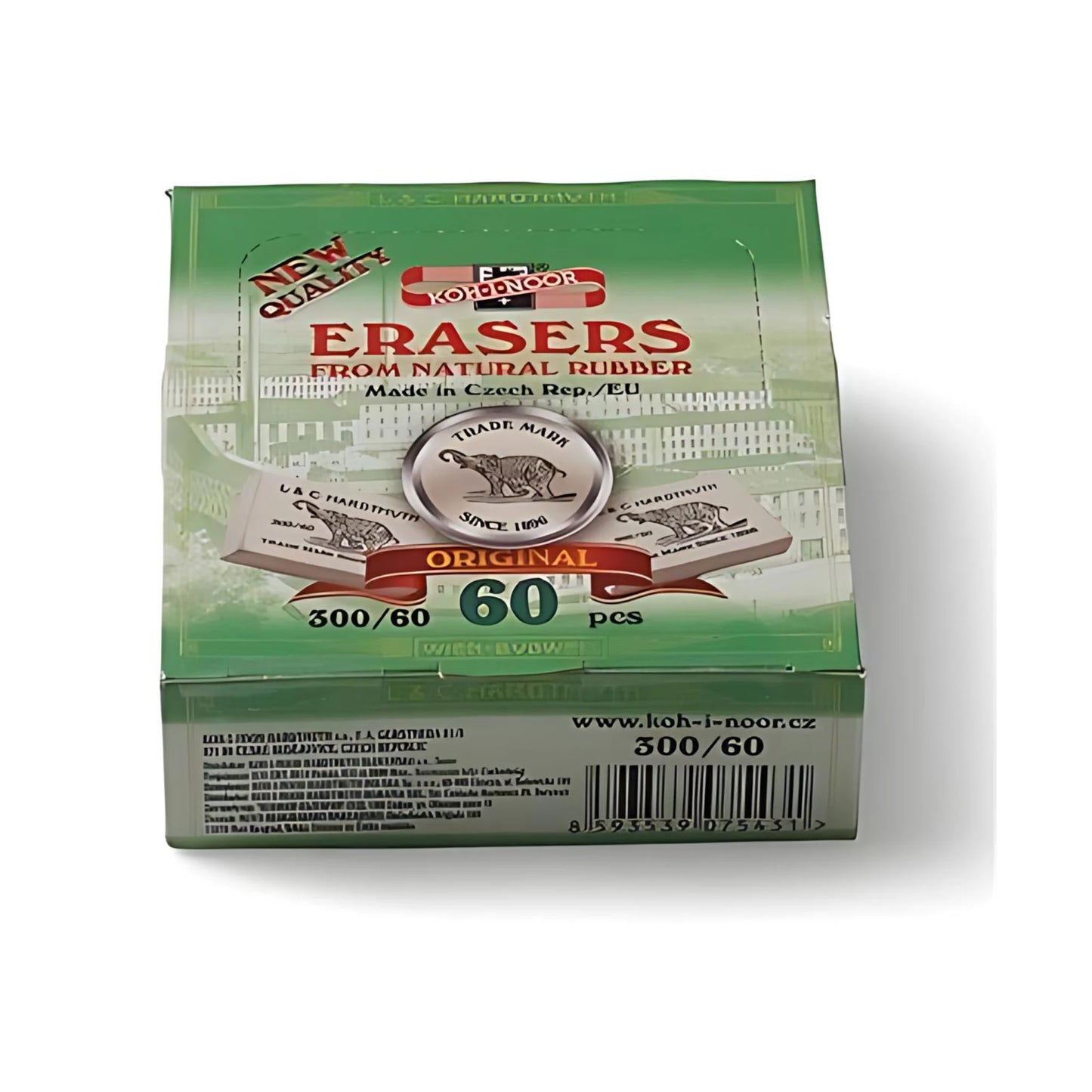 Koh-I-Noor natural rubber erasers 300/60 box of 60 plastic-free classroom supply