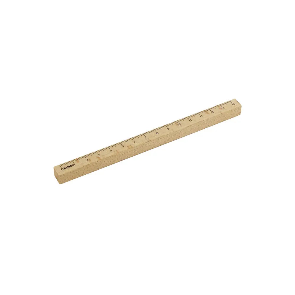 KUM 15 cm wooden ruler and straight edge on white background