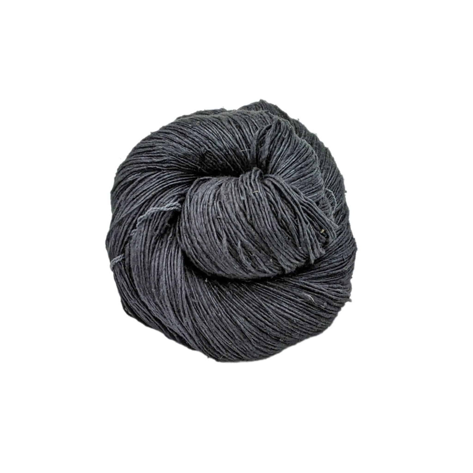 lace weight recycled silk yarn in black