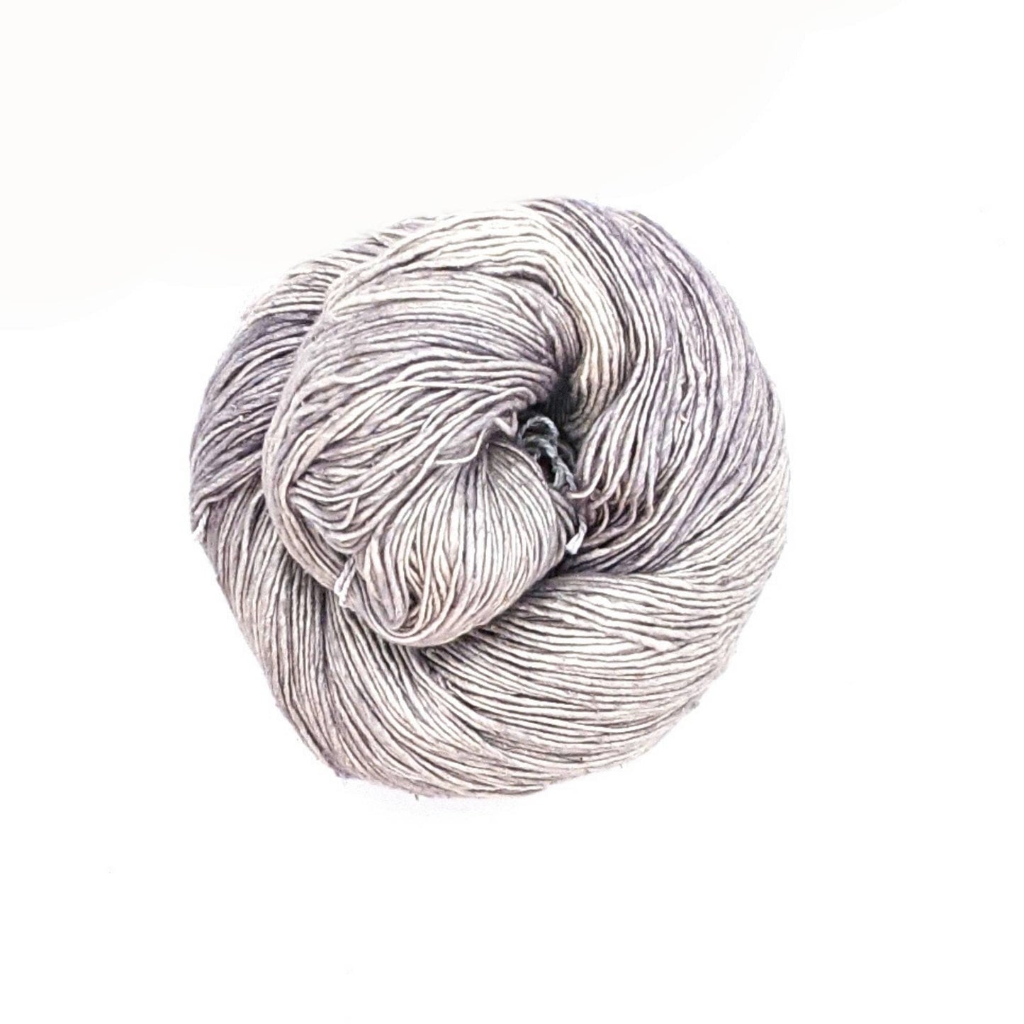 lace weight recycled silk yarn in gray