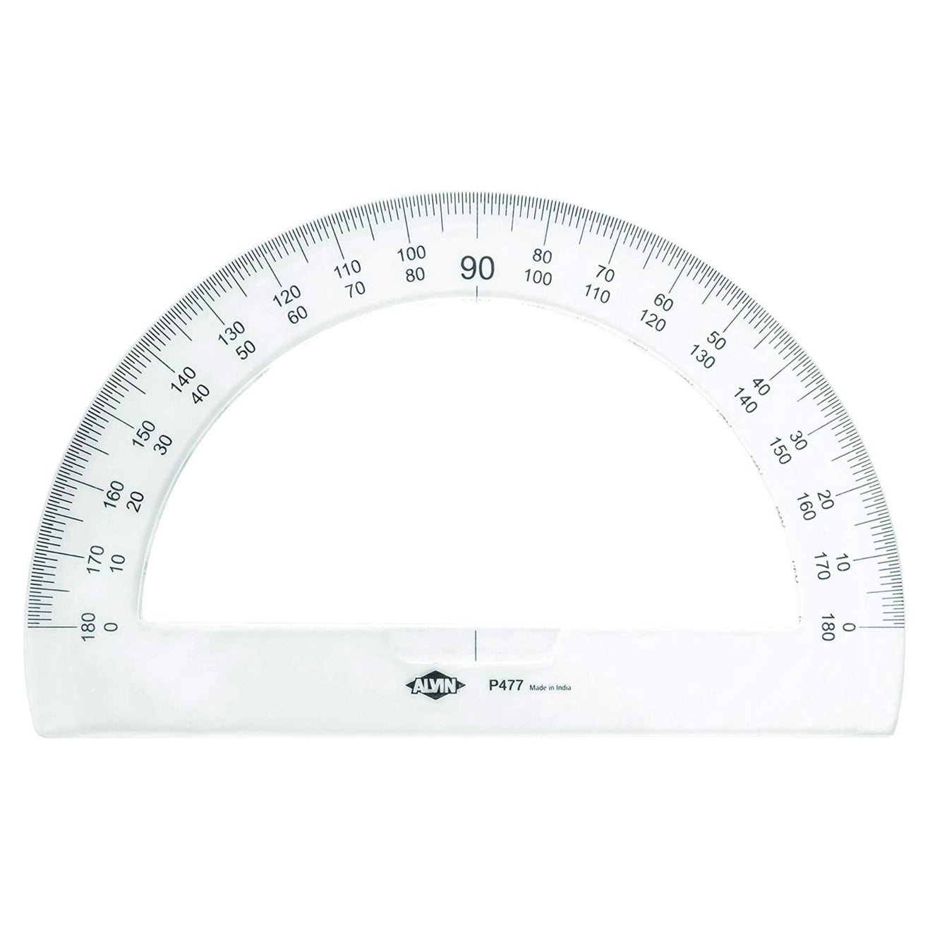 Protractor with ALVIN branding on a white background