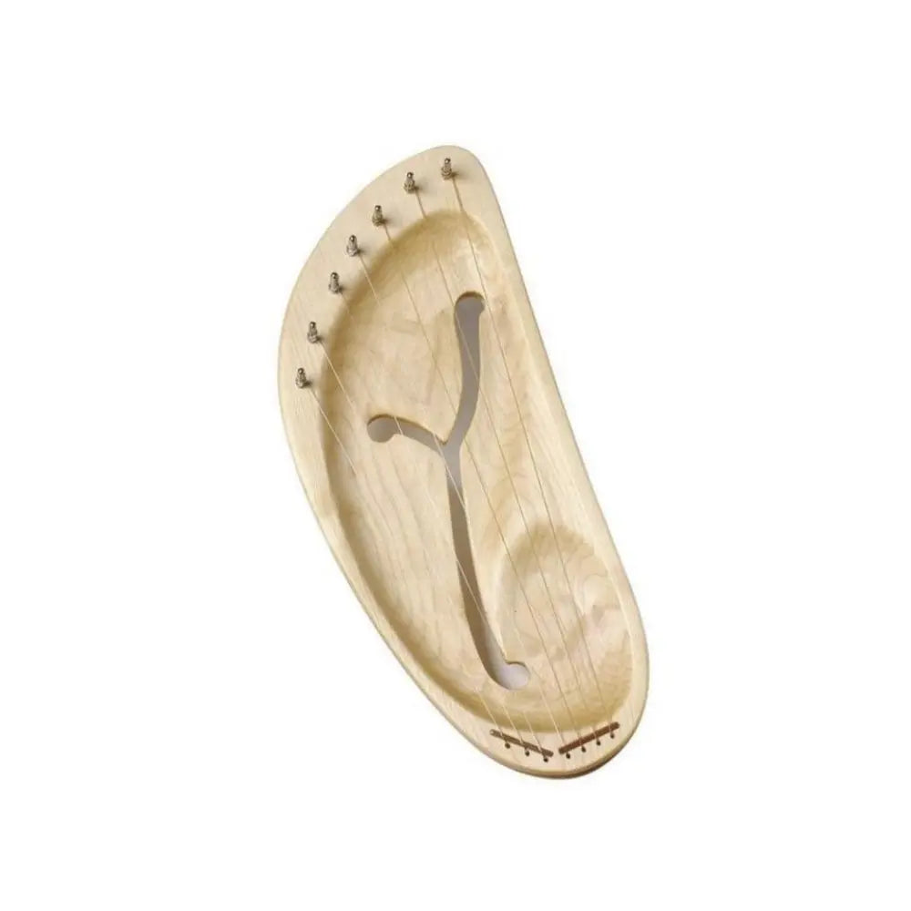 Maple wood left curved Auris pentatonic lyre on a white background