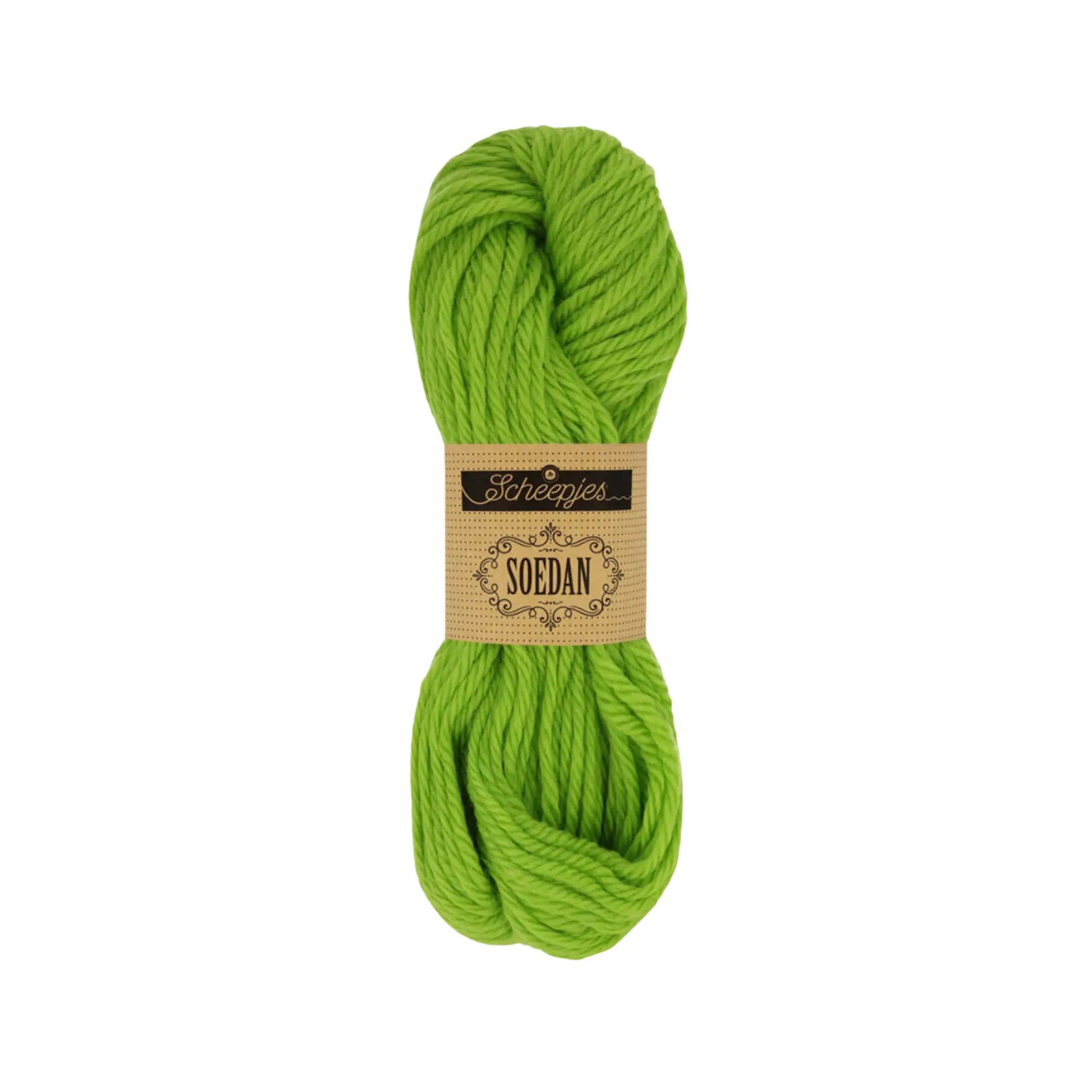 Light Green Scheepjes Soedan wool yarn for knitting, crochet, felting, weaving, and natural crafts.