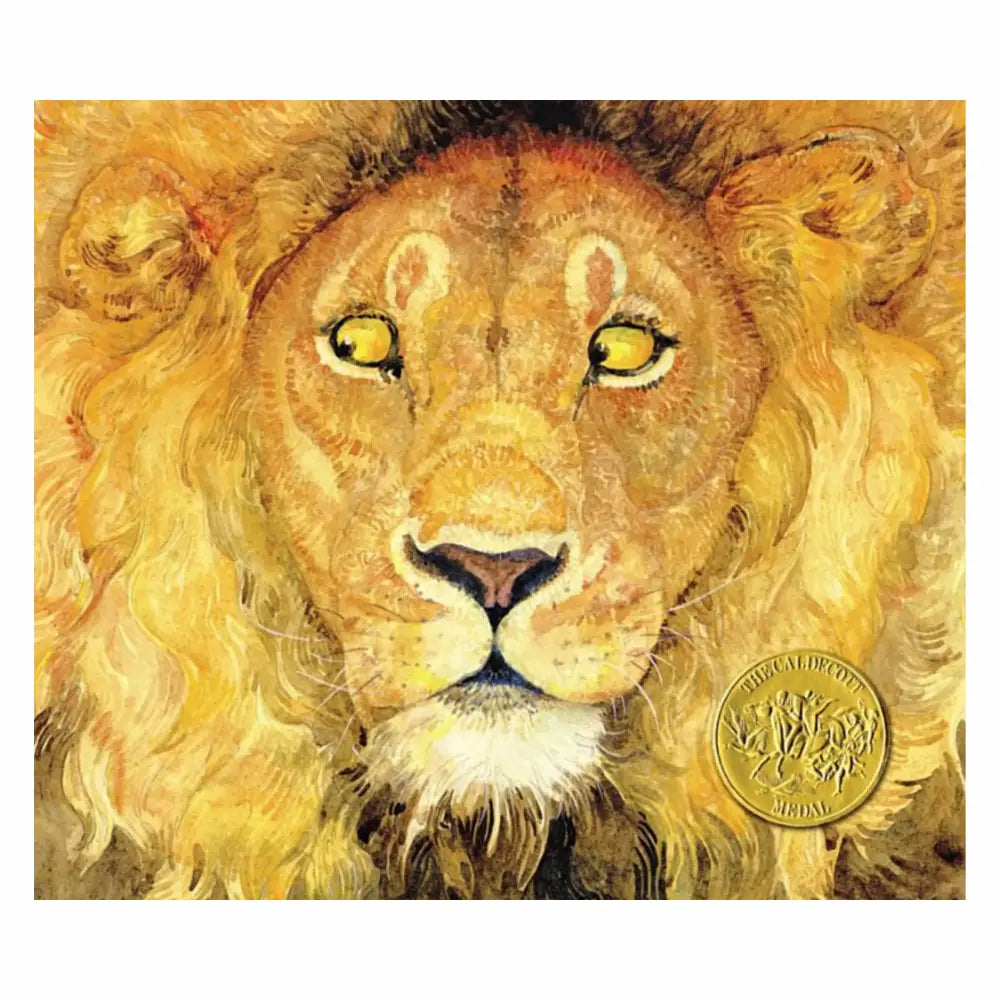 Illustration of a lion's face with a gold emblem on a white background