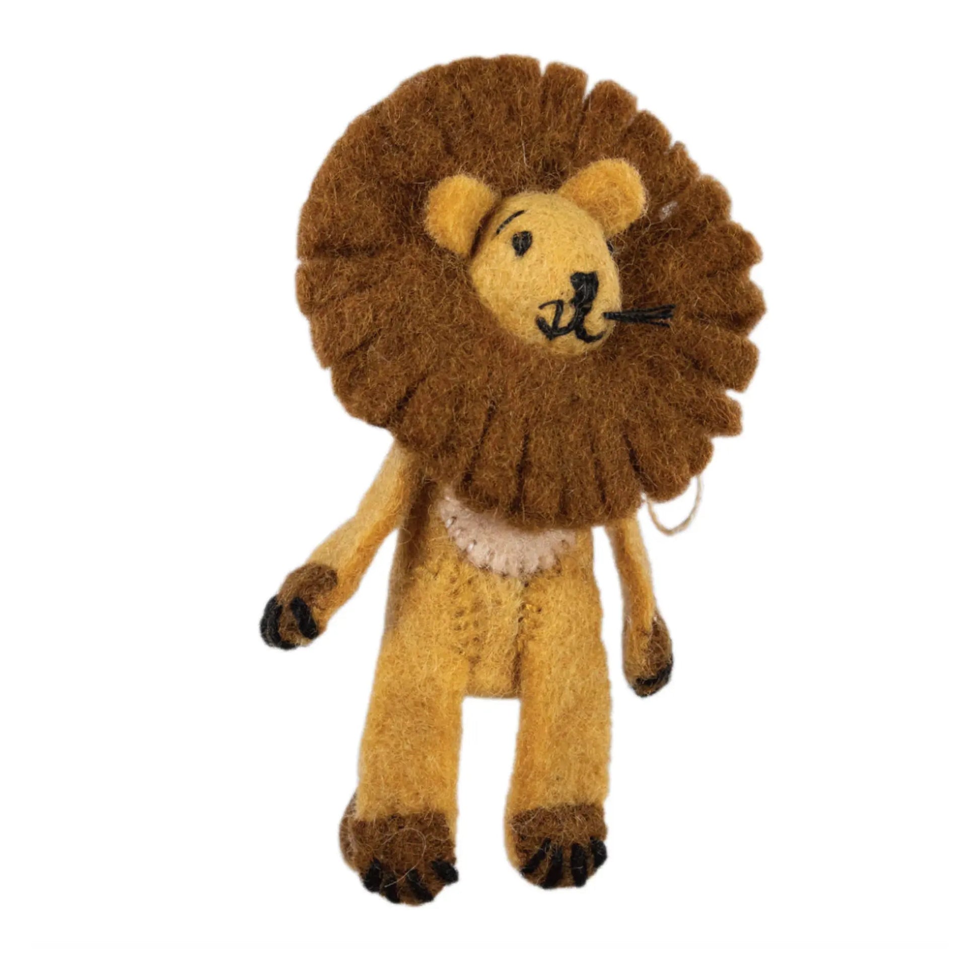 Woolies lion finger puppet on a white background