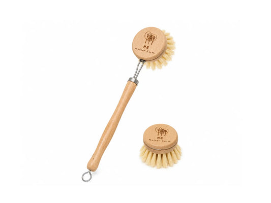 Long Handled Beechwood Dish Brush with Replaceable Head