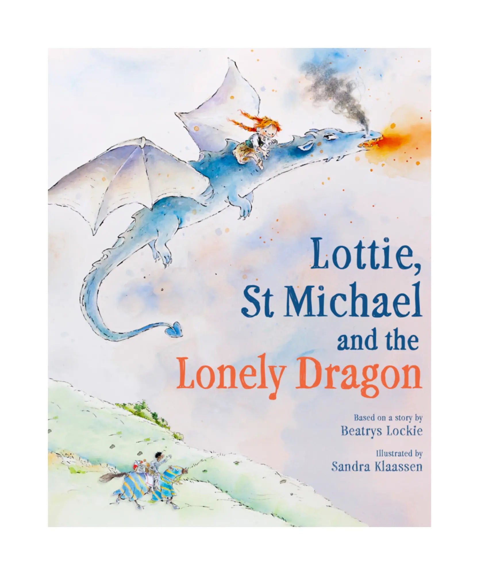 Book cover of 'Lottie, St Michael and the Lonely Dragon' with a dragon illustration.