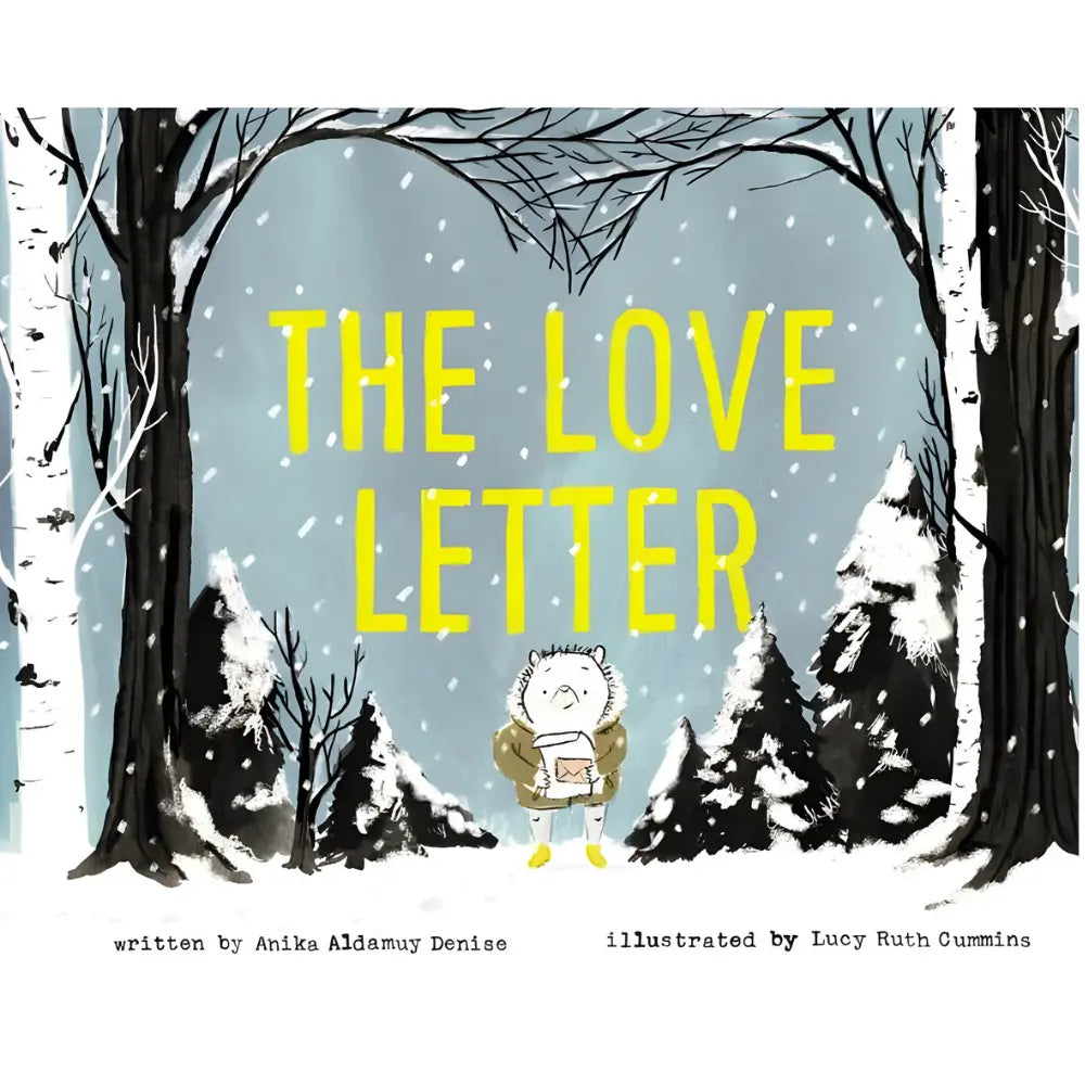 Book cover of 'The Love Letter' with a snowy forest scene and a character holding a letter.