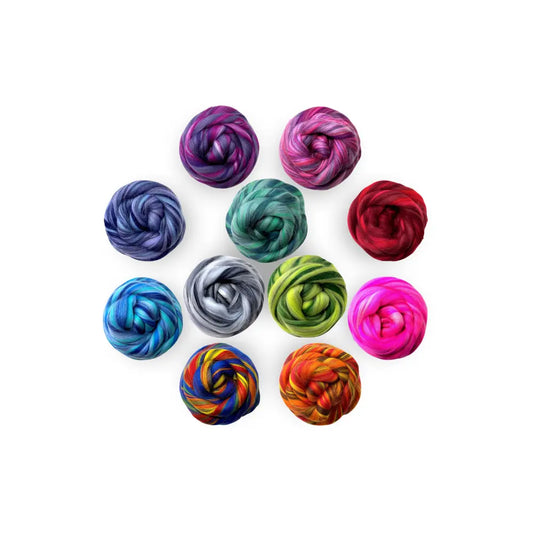Luminoso Merino wool top color pack for spinning and felting