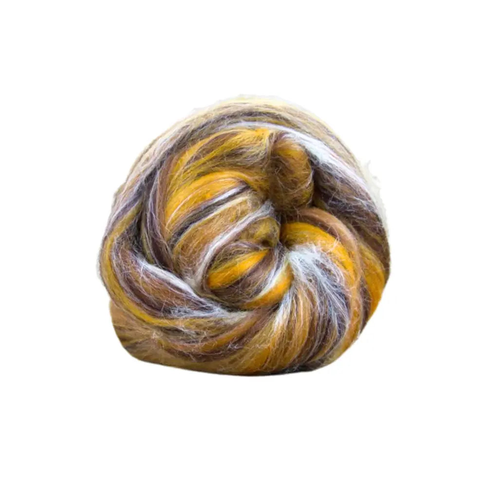 Lynx stars tonal merino and tussah silk wool top spinning fiber on white