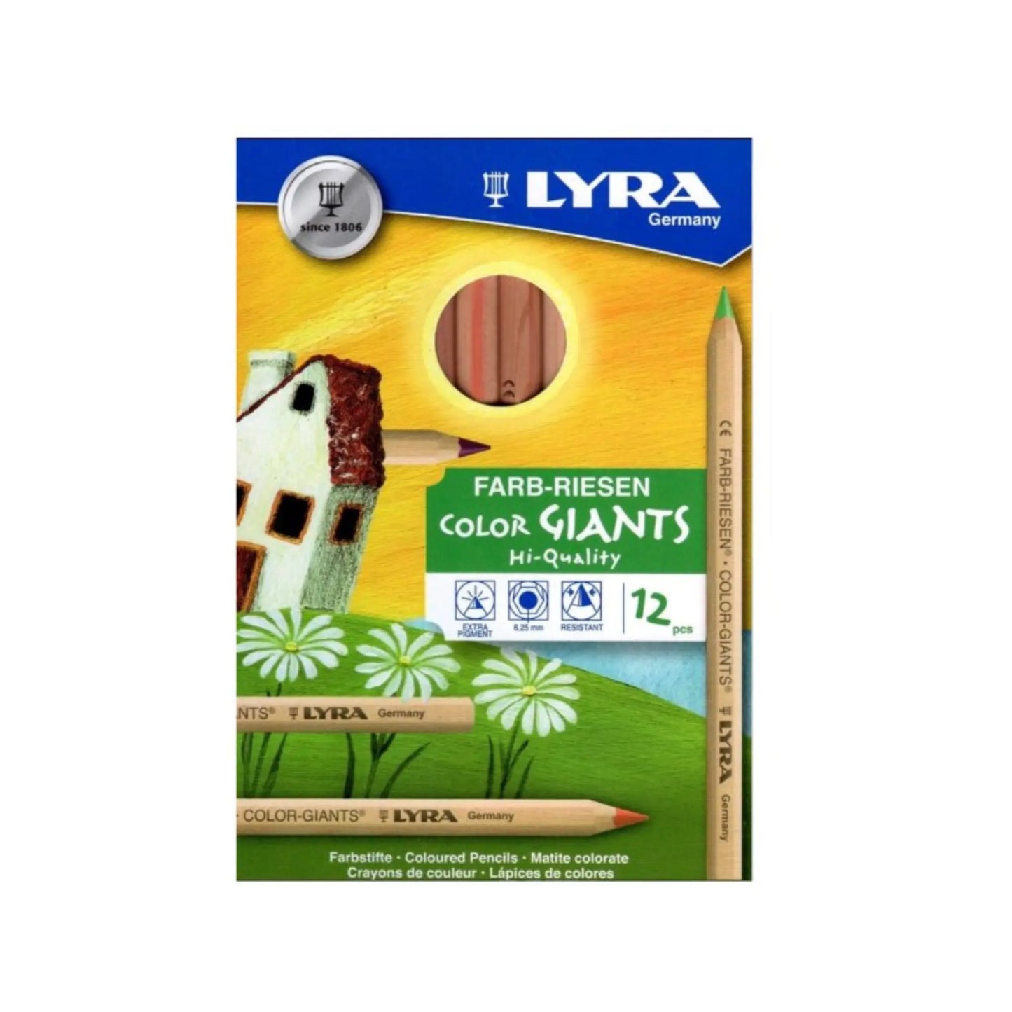 LYRA Color Giants colored pencils packaging with a scenic illustration on a white background