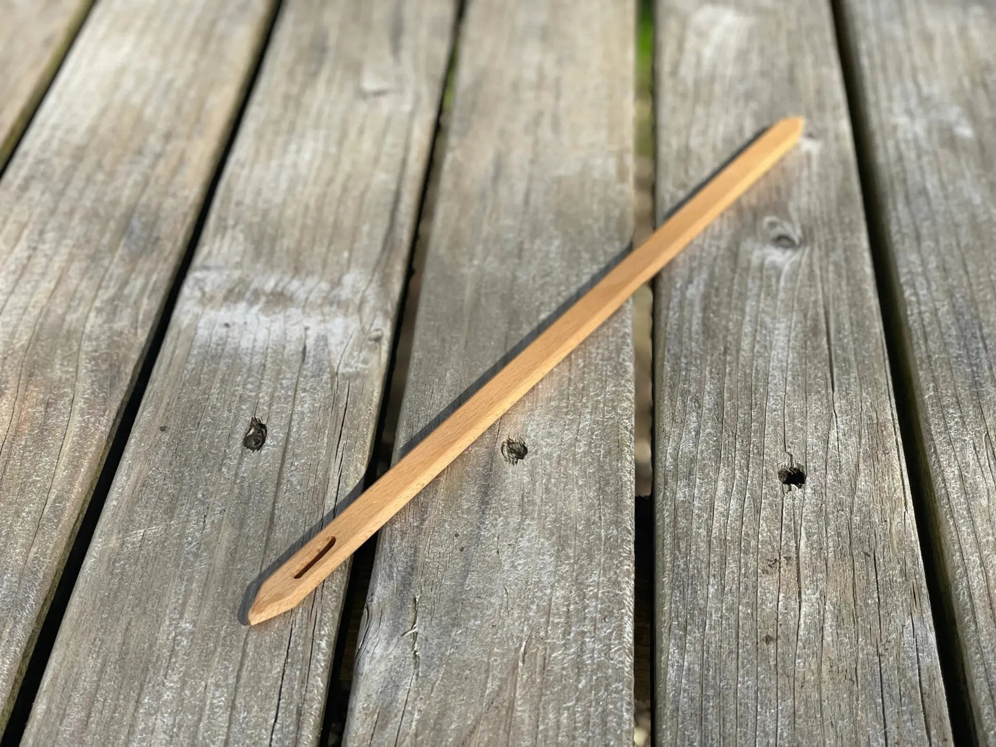 Maple wood weaving needle for use with a wooden potholder loom kit