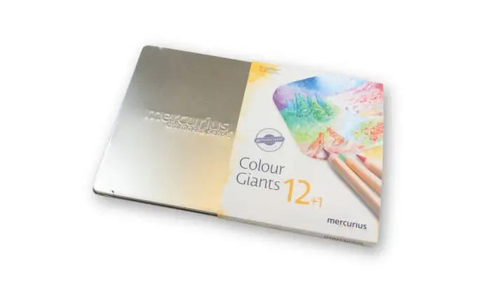 mercurius colour giants colored pencils 12 plus 1 set in metal tin closed packaging