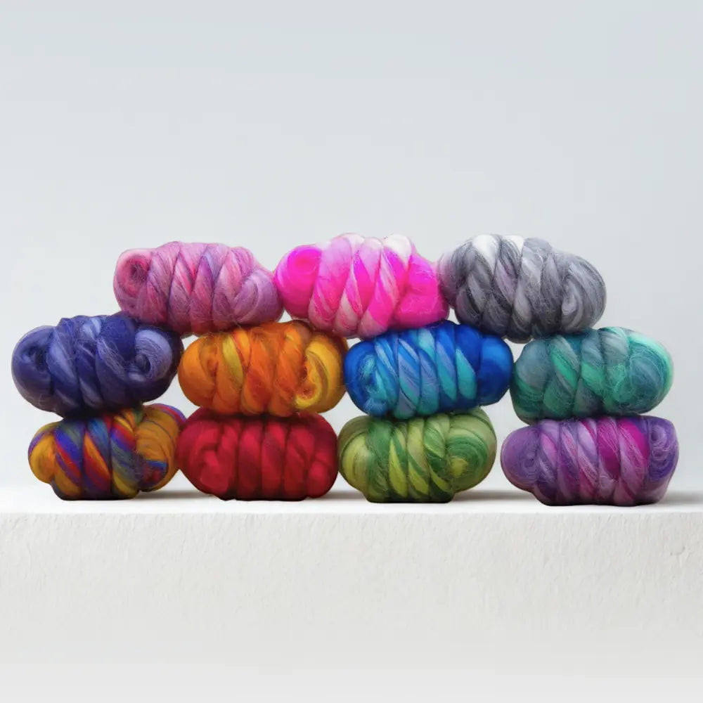 Bright Merino wool top color bundle for spinning fiber