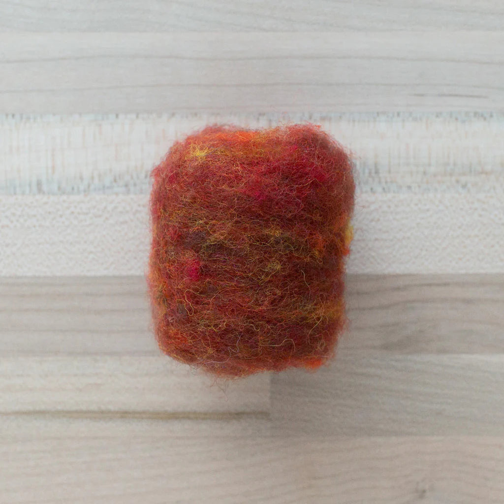 Felter’s Multi-tonal Fleece Merino-Suffolk Mix for Dry and Wet Felting in Mesa Red Orange
