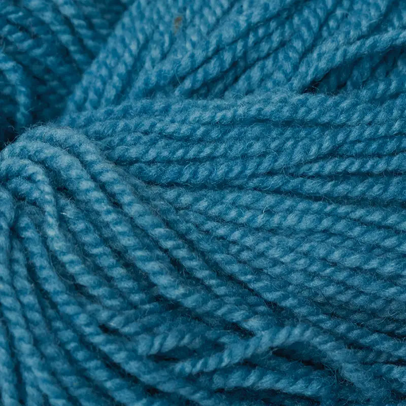 Organic plant-dyed Wool Yarn in mid blue close up