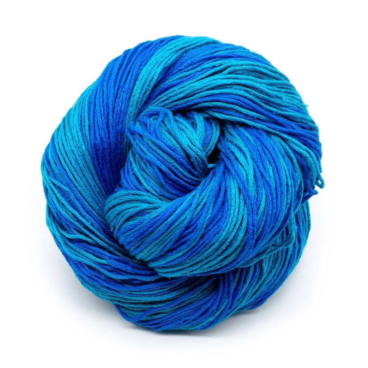 Mulberry silk fingering weight yarn skein in two tone blue