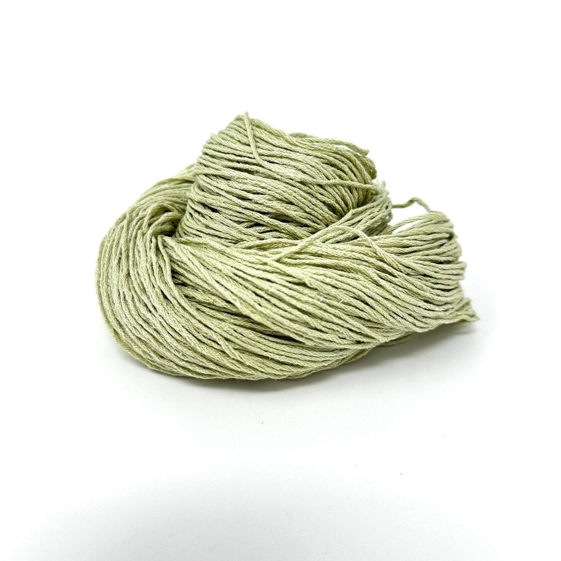 Mulberry silk fingering weight yarn skein in pale mint