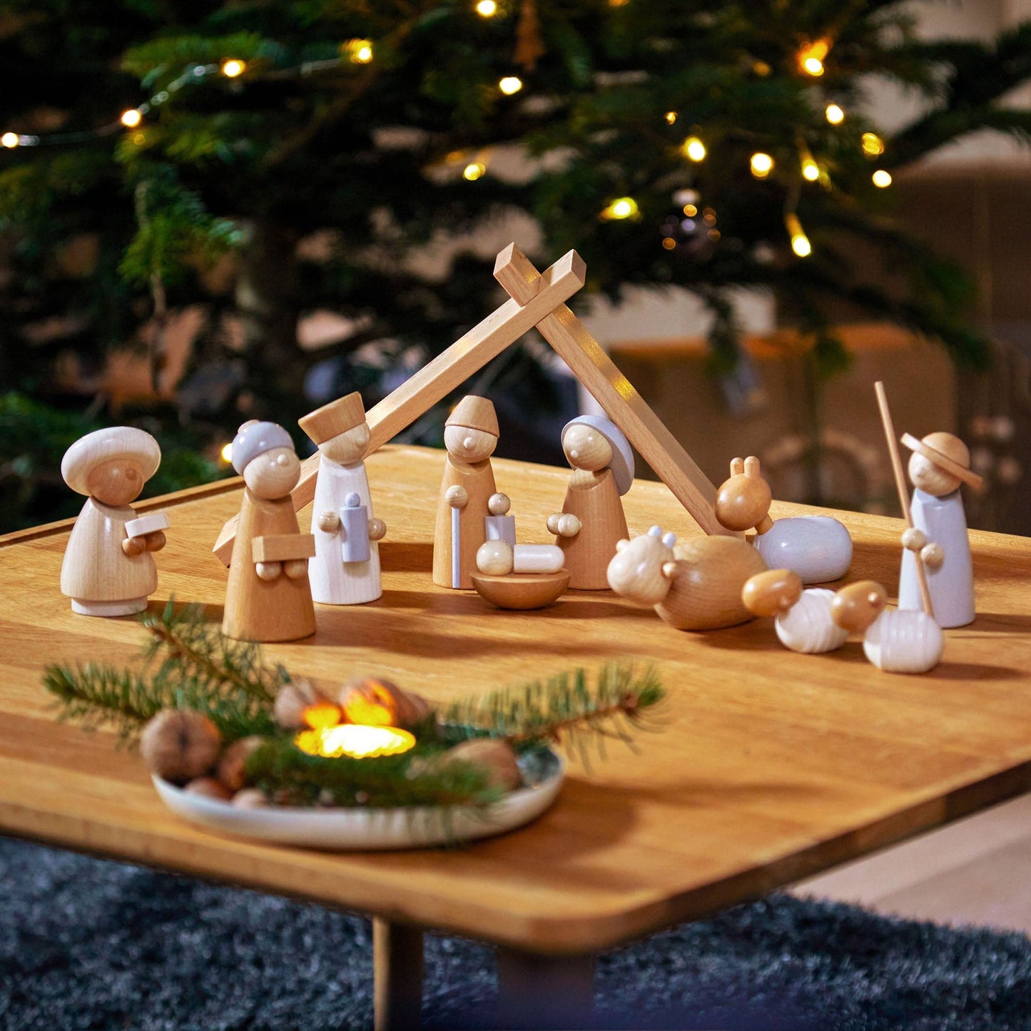 Natural Wood Nativity Set – Wooden Christmas Figures