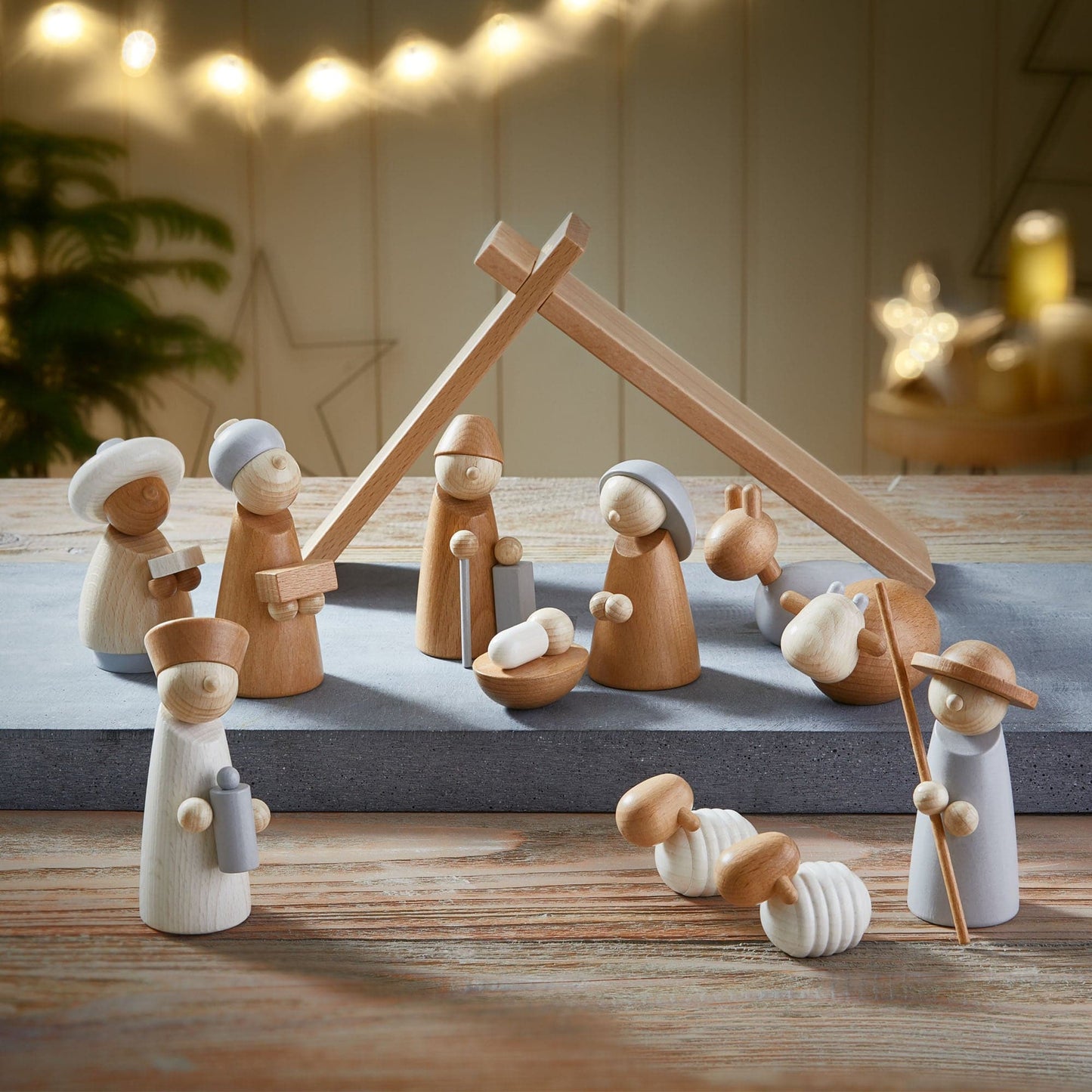 Natural Wood Nativity Set – Wooden Christmas Figures