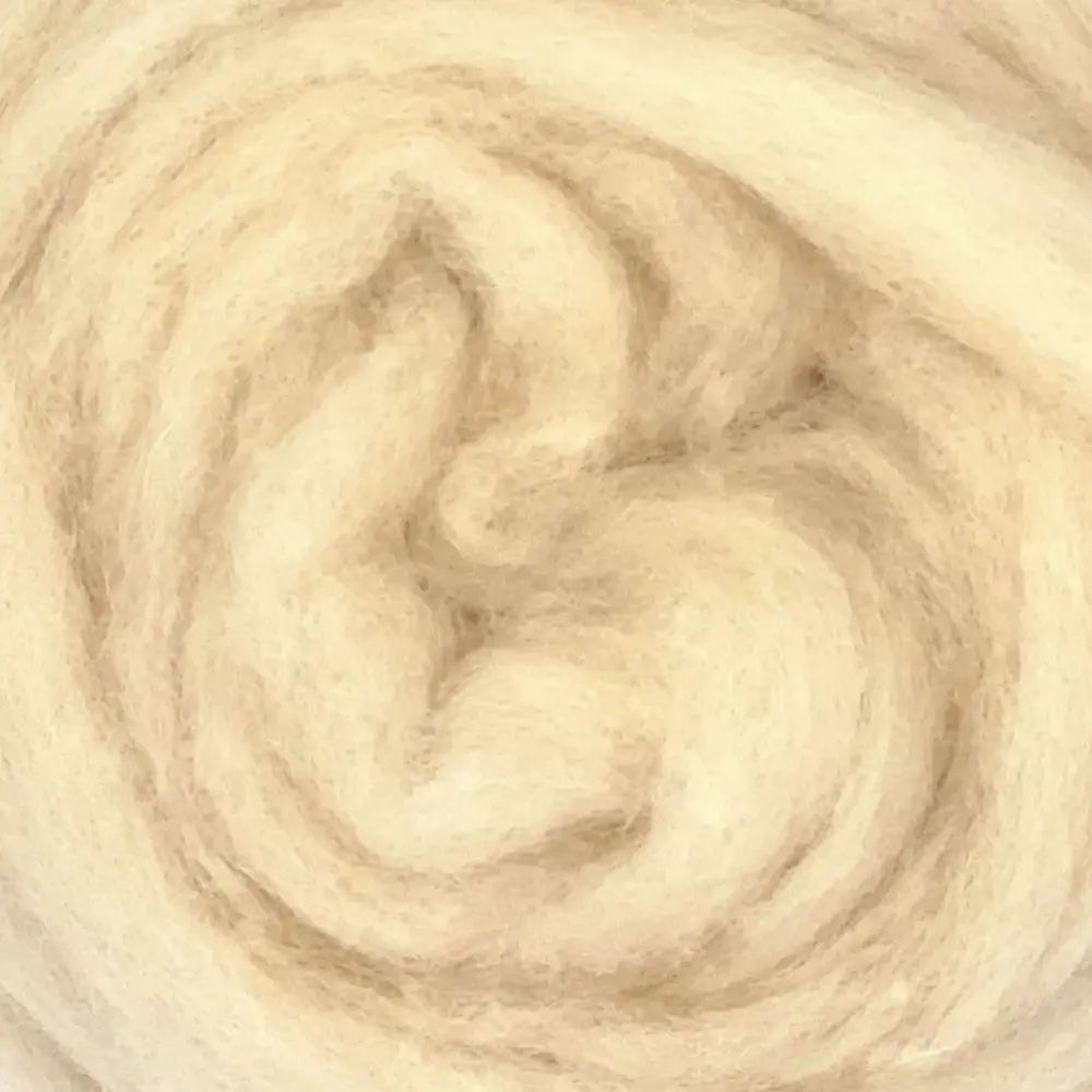 Close-up of Woodland Neutrals Corriedale wool sliver in sandstone