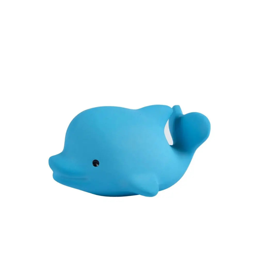 Natural rubber dolphin baby toy opposite side view showing surface and form