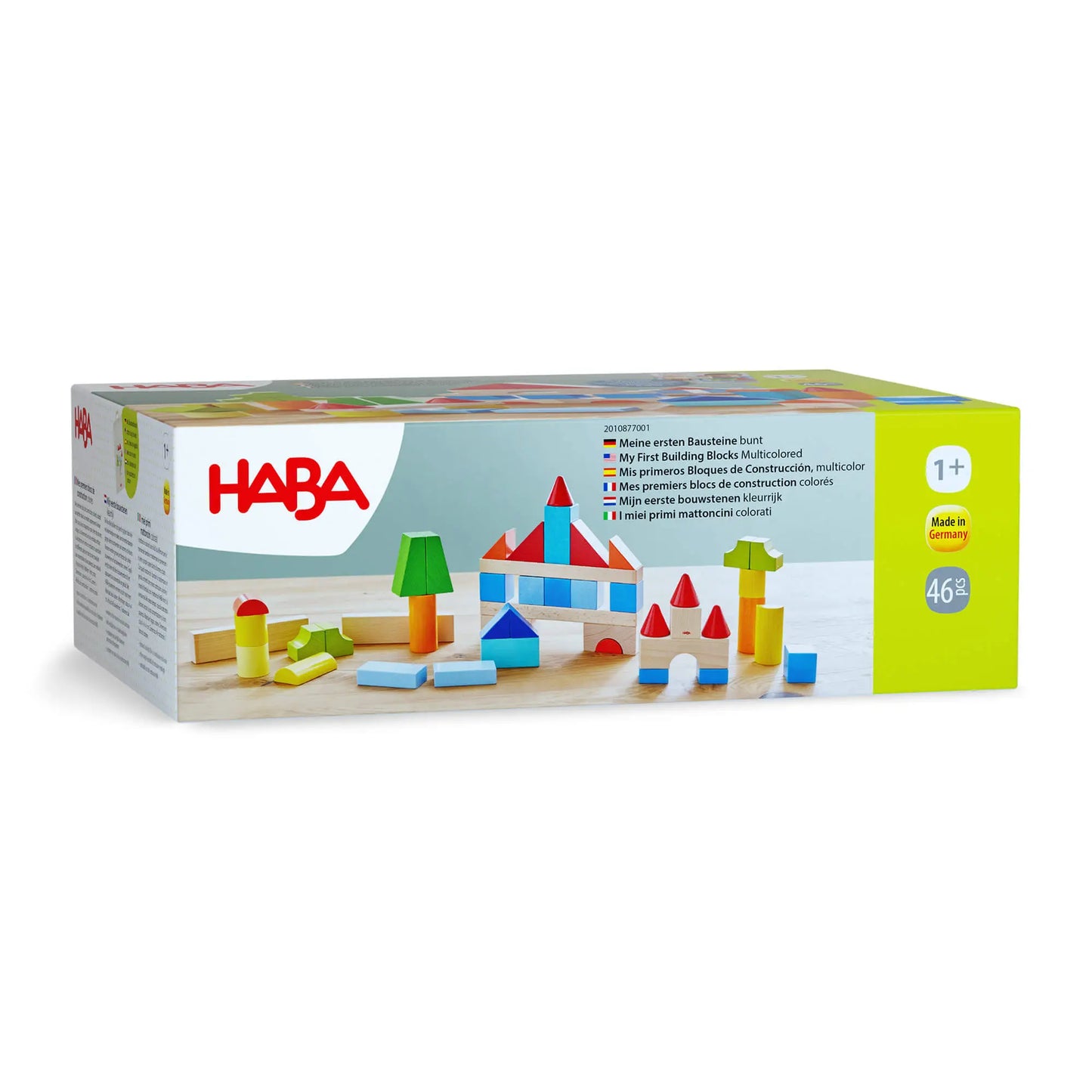 HABA toy building blocks set in packaging on a white background