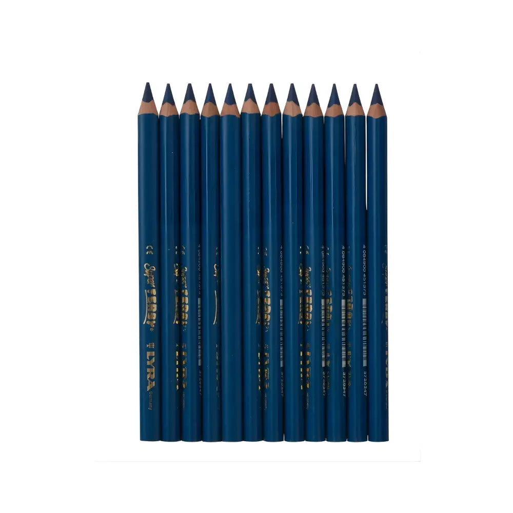 Set of neon blue colored pencils on a white background