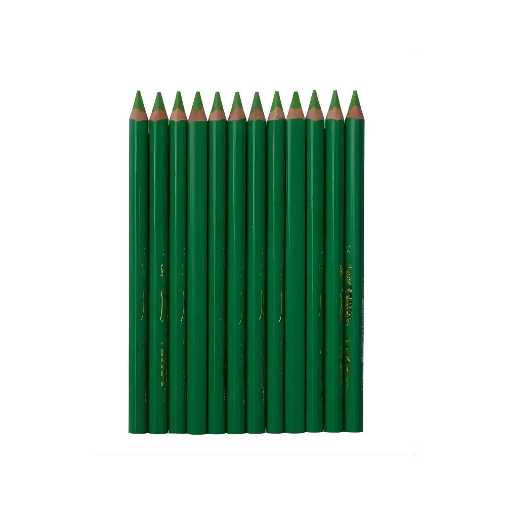 Set of neon green colored pencils on a white background