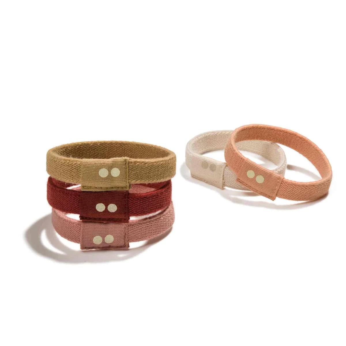 Plastic-Free no tug Organic Hair Ties in ginger colors stacked