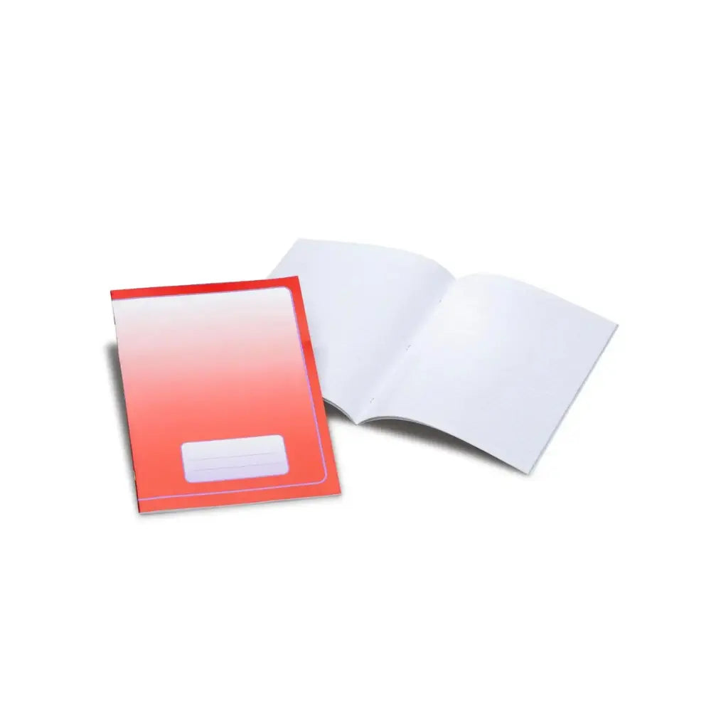 Notebook with a red to white gradient cover on a white background